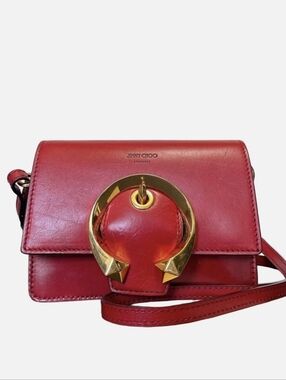 Jimmy Choo Madeline Red Leather Shoulder Bag with Gold Hardware /Italy Bnwt